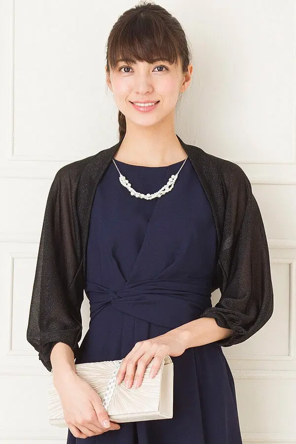 黒ラメニットボレロ | Cx-1287 | 結婚式パーティーのレンタルドレスは