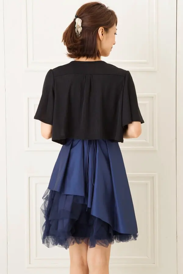 肩に刺繍付き黒ラメニットボレロ | ASHILL | Cx-1296 | 結婚式