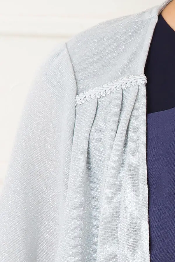 肩に刺繍付きシルバーラメニットボレロ | ASHILL | Cx-1297
