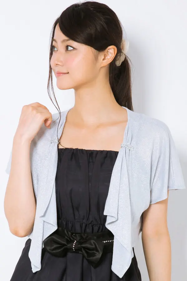 ラメ入りシルバーニットサテンボレロ | Pin'X | Cx-1298 | 結婚式