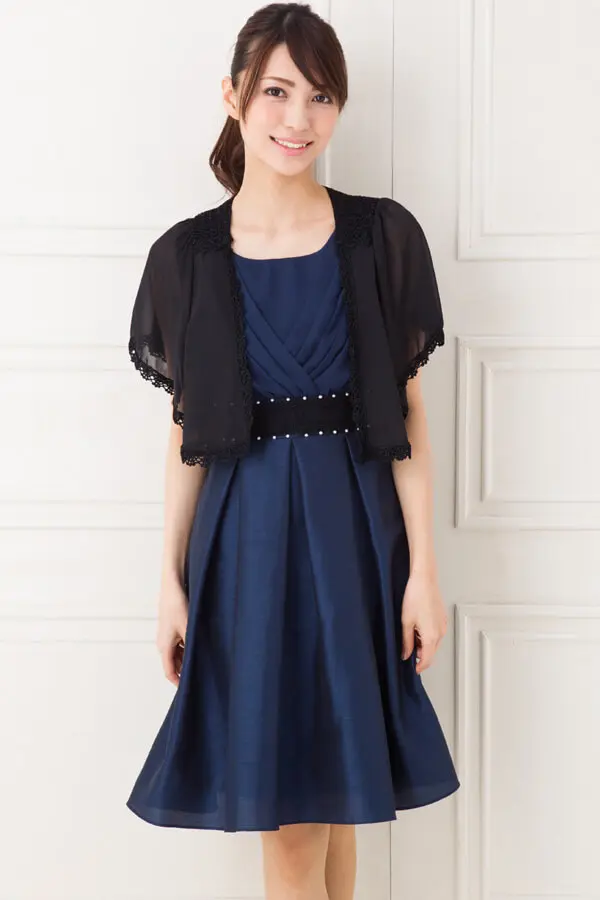 ジュネビビアン　結婚式　パーティ　黒　ドレス　ボレロ付き ジュネビビアン 9号 黒ドレス パーティドレス
