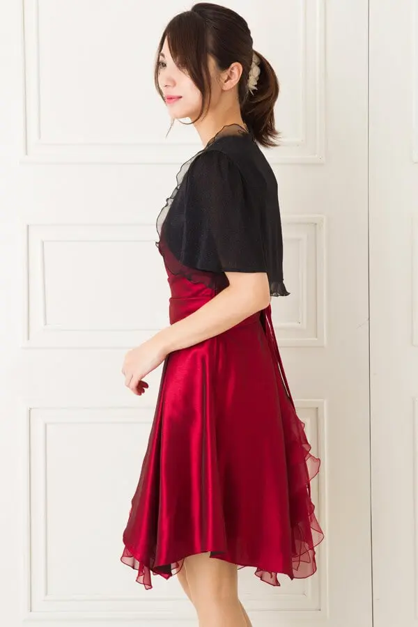 オーガンジーの縁取り付き黒ラメニットボレロ | Preference | Cx