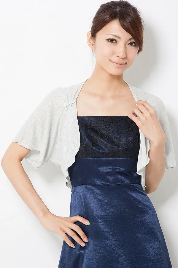 パール飾り付きシルバーラメボレロ | Cx-1364 | 結婚式パーティーの