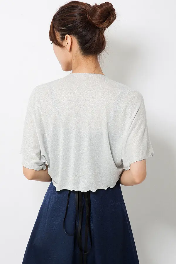 パール飾り付きシルバーラメボレロ | Cx-1364 | 結婚式パーティーの