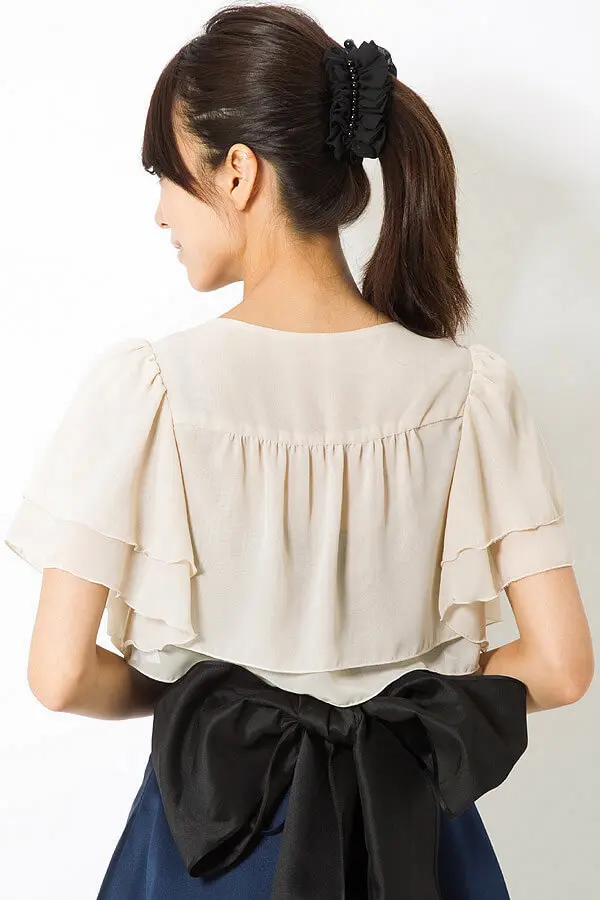 袖ティアードシャンパンベージュボレロ | REPLETE | Cx-1366 | 結婚式