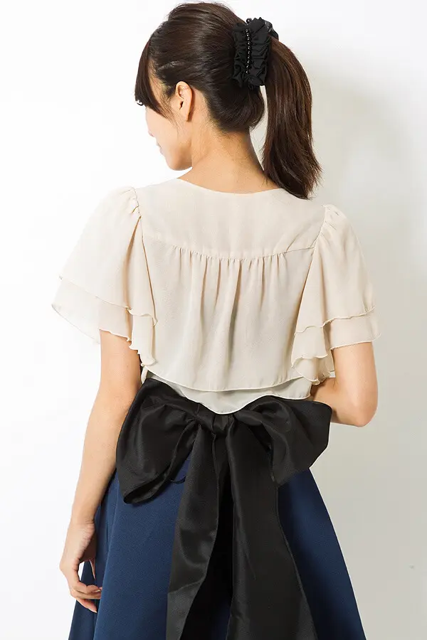 袖ティアードシャンパンベージュボレロ | REPLETE | Cx-1366 | 結婚式