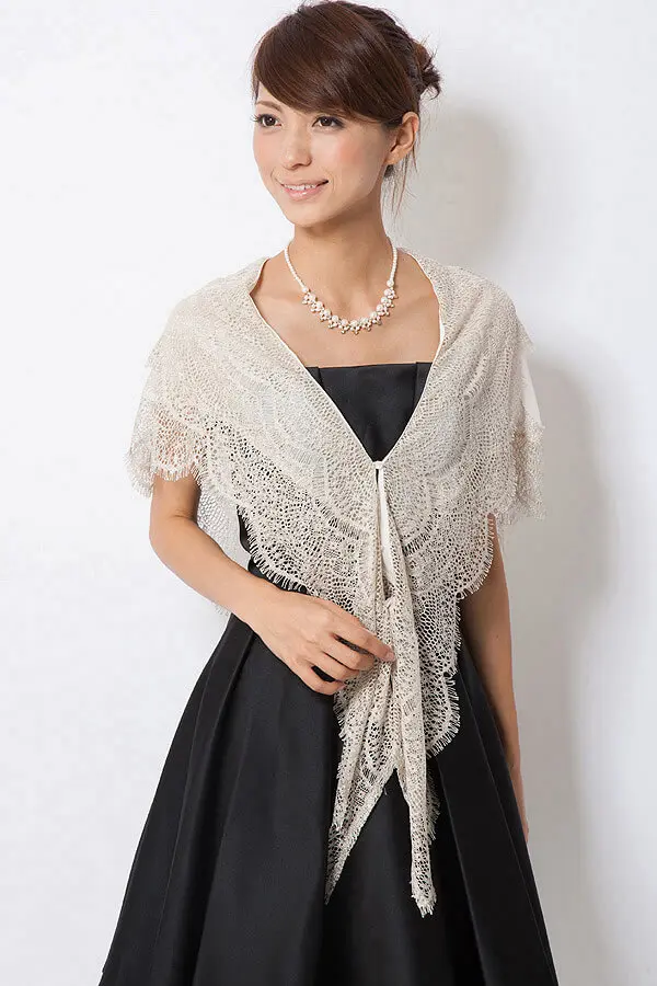 シフォン×ラメニットベージュストール | Cx-1369 | 結婚式パーティーの