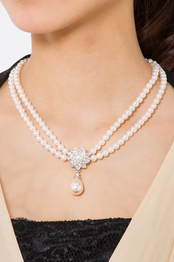 大粒しずく型アイボリーネックレス | Dx-1440 | 結婚式パーティーの 