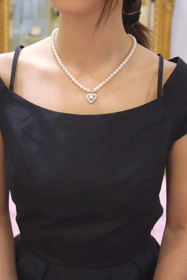 レディースネックレス　ストーン付きパールネックレス　結婚式 ネックレス 結婚式 パール アクセサリー パーティー ゴージャス