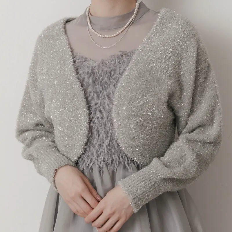 グレーのラメニットボレロ | Dorry doll | C-4055 | 結婚式パーティー