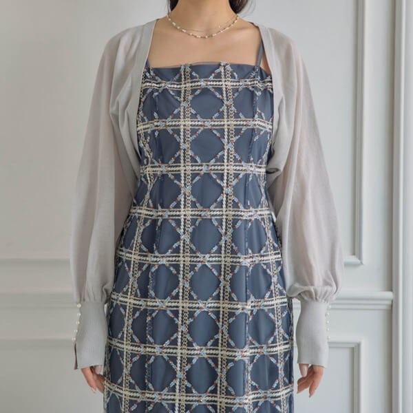 グレーのパールカフスニットボレロ | C-4057