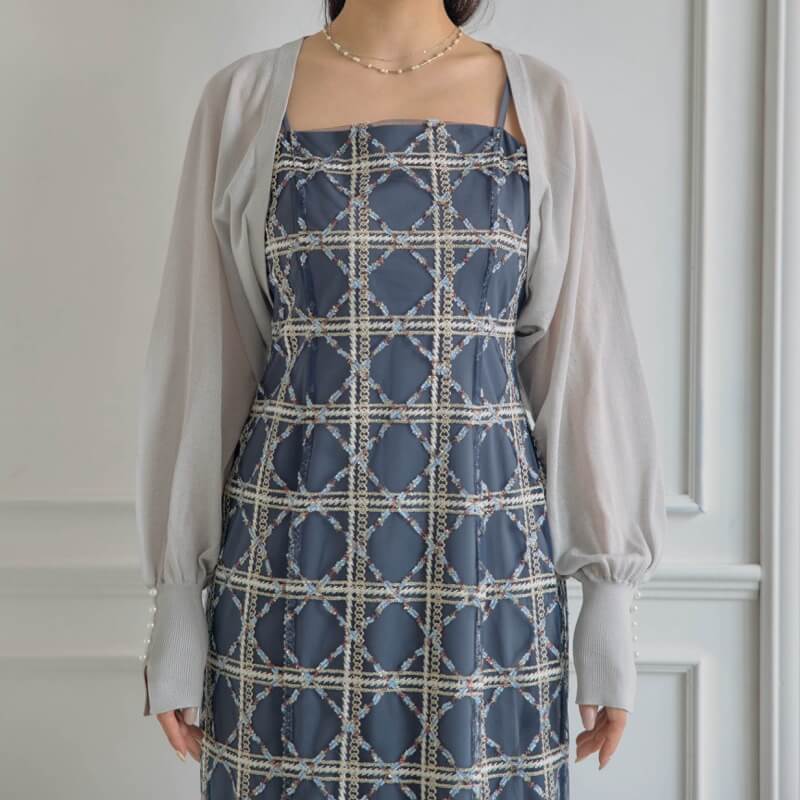 グレーのパールカフスニットボレロの商品画像1