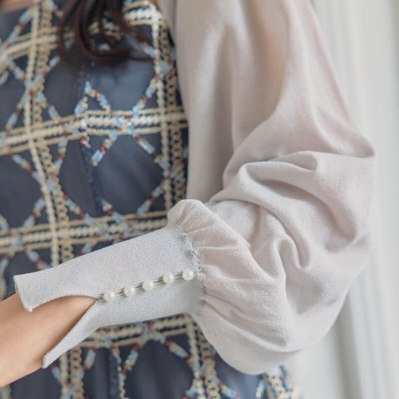 グレーのパールカフスニットボレロの商品画像4