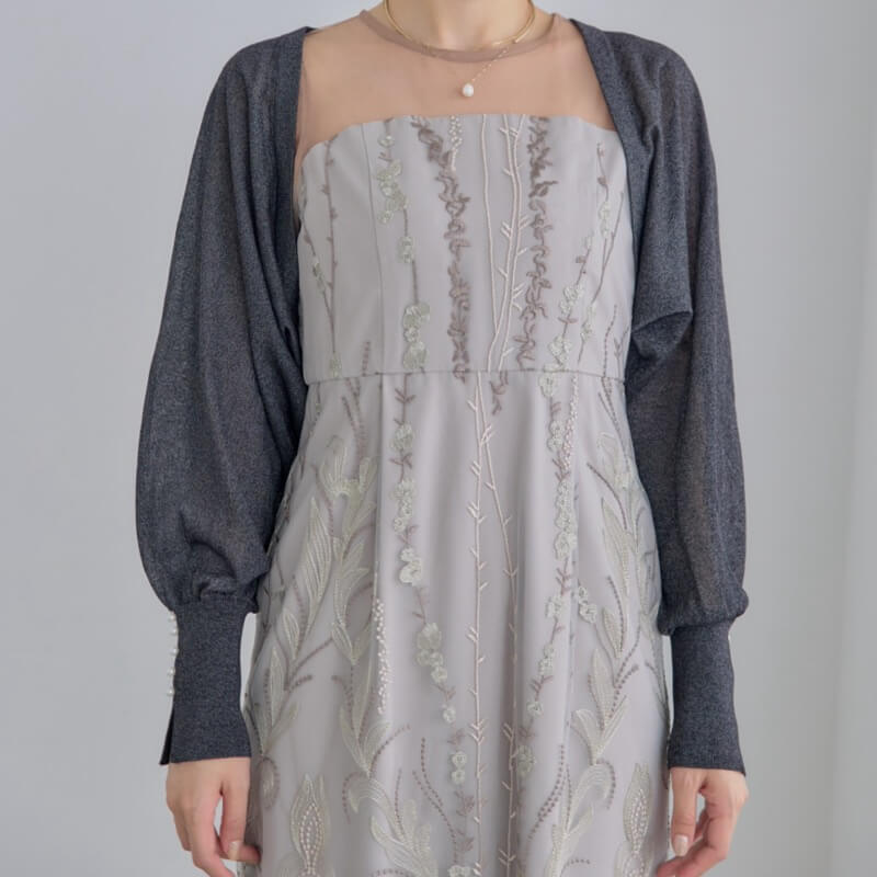 ブラックのパールカフスニットボレロの商品画像1