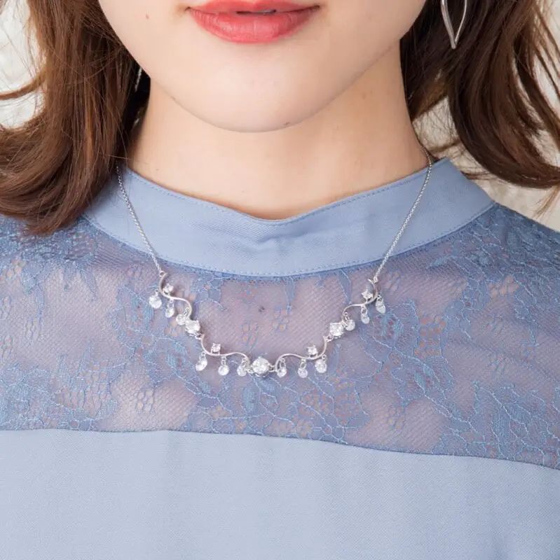 ブルーのバイカラーエンブロイダリードレス | Dorry doll | M | 結婚式