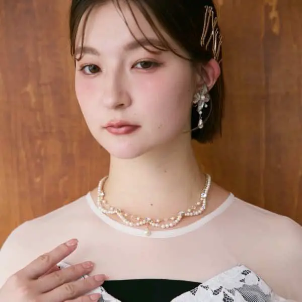 ゴールドのパールスカラップネックレス | Dorry doll | D-6065 | 結婚