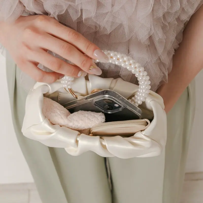 ベージュのパールハンドルバッグ | select shop | E-8092 | 結婚式 