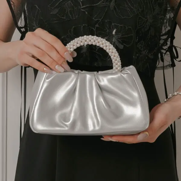 ベージュのパールハンドルバッグ | select shop | E-8092 | 結婚式