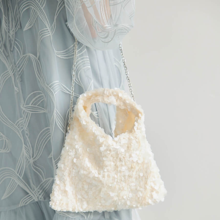 アイボリーのスパンコールバッグの商品画像3