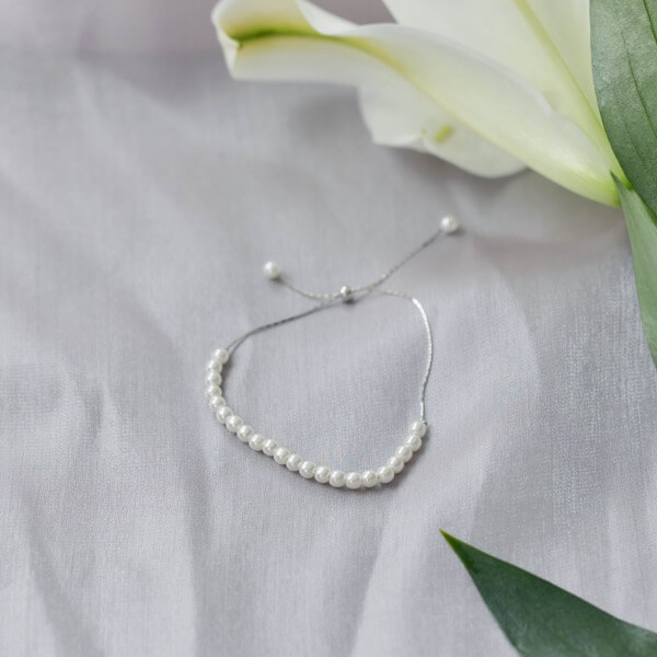 シルバーのパールスライドチェーンブレスレット | G-9090