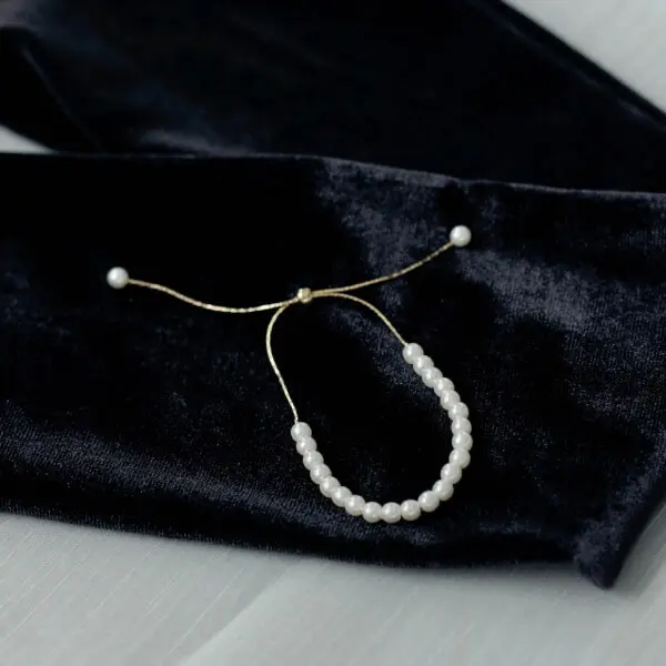 シルバーのパールスライドチェーンブレスレット | MUK | G-9090 | 結婚