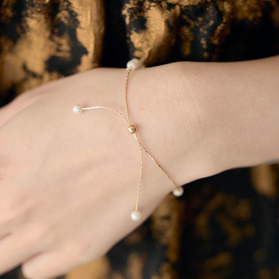 ゴールドのパールスライドチェーンブレスレットの商品画像3