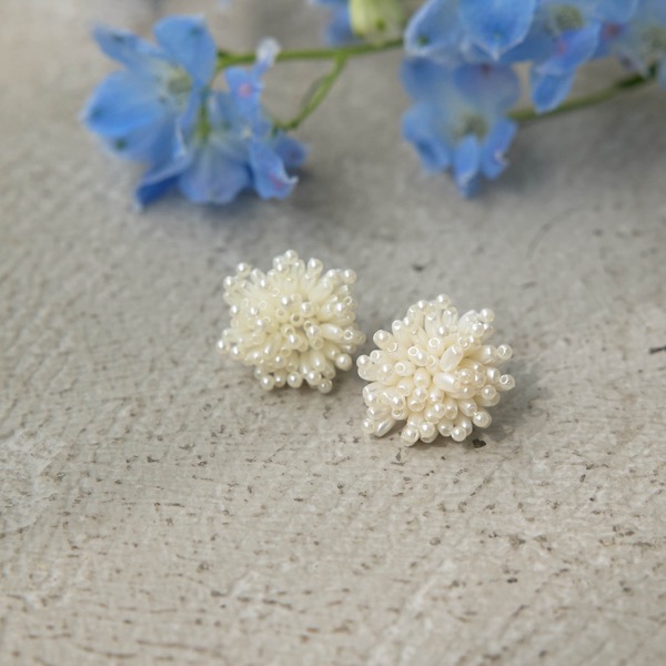 ゴールドのブルーミングパールイヤリング | I-0073