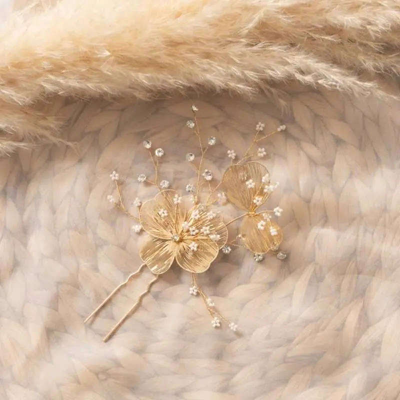 ゴールドのフラワーワイヤーピン | CREAM DOT | J-0048 | 結婚式