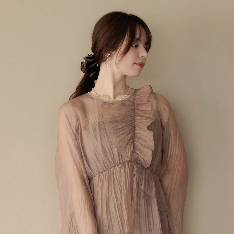 ブラウンのパールベロアシュシュの商品画像3