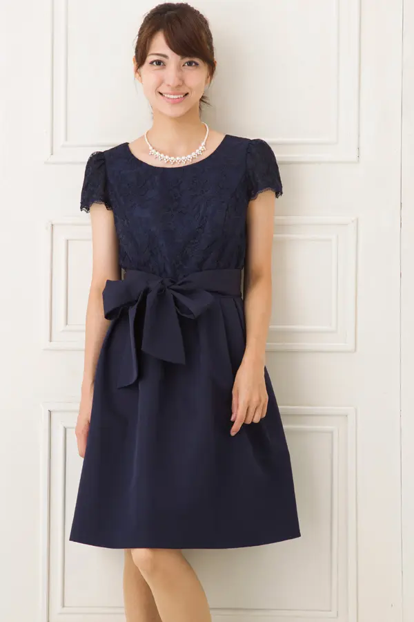 BLAZER PLEATS ミニドレス サイズ2 ネイビー ニッセン ドレス パーティー 大きいサイズ レディース 2点セット