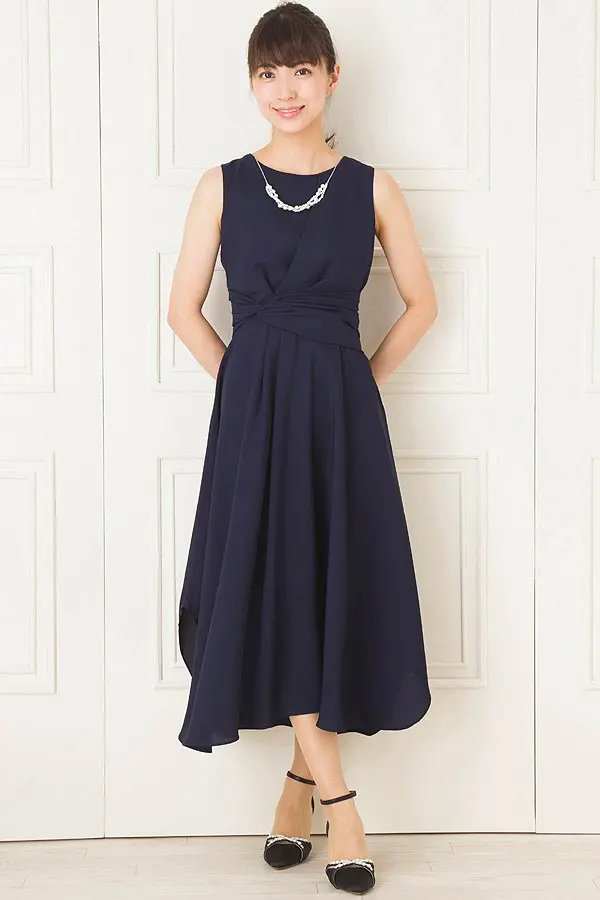 ネイビージョーゼットミディアムドレス | melupoa | S～M | 結婚