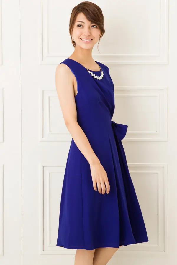 ウエストリボンネイビーワンピース | LACOUPE | LL | 結婚式