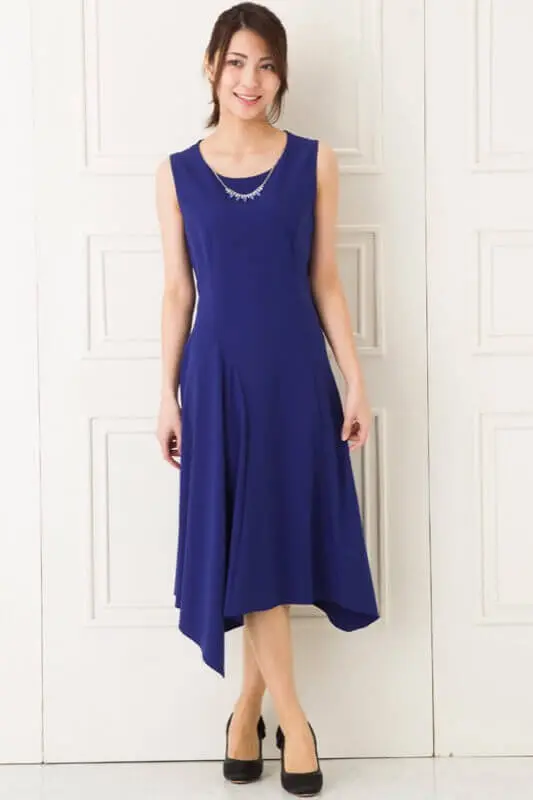 背中編み上げ黒ワンピース | LACOUPE | LL～3L | 結婚式パーティーの