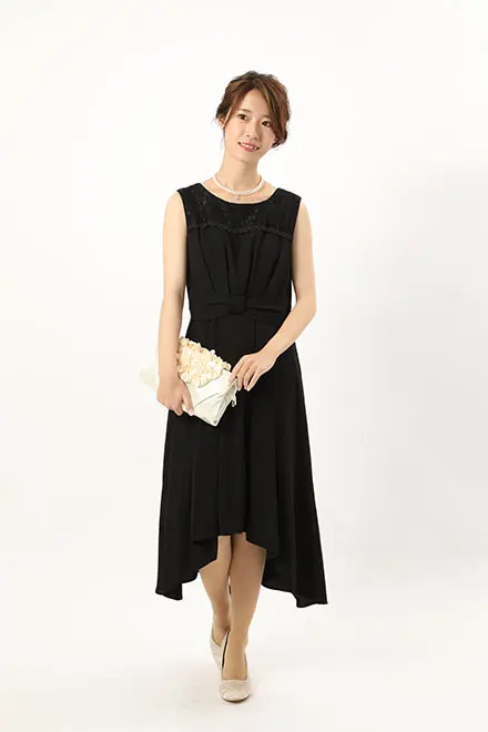 黒のウエストリボン切り替えドレス | Sweet As | L | 結婚式パーティー