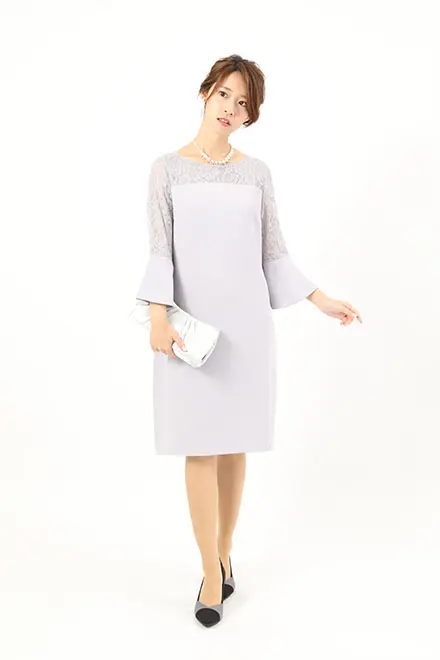 グレーのフレアスリーブドレス | Sweet As | M | 結婚式パーティーの