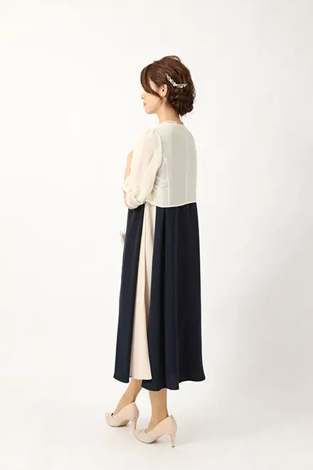 ♥新品 リルア 結婚式 お呼ばれ 二次会 オシャレ シフォンスリーブロンパース GIRL DRESS FOR NOW ドレス シフォンシャーリングハイネック