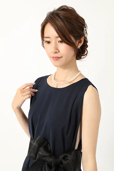 ネイビーバイカラーシンプルロングドレス | ASHILL | M・マタニティ可