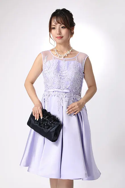 ラベンダーの刺繍ミニドレス | Le meilture | S～M | 結婚式