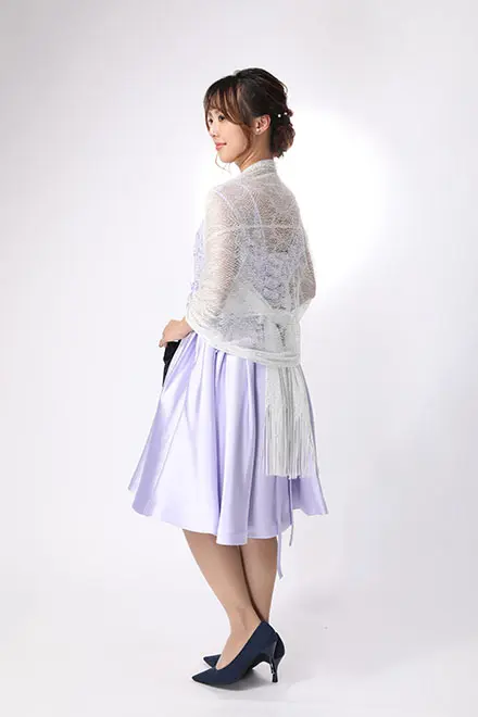 ラベンダーの刺繍ミニドレス | Le meilture | S～M | 結婚式