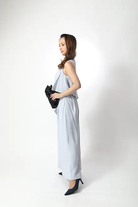 2★新品★訳あり★Dorry Doll 結婚式　パーティー　2次会パンツドレス サックスブルーのアシンメトリートップス付パンツドレス | Dorry