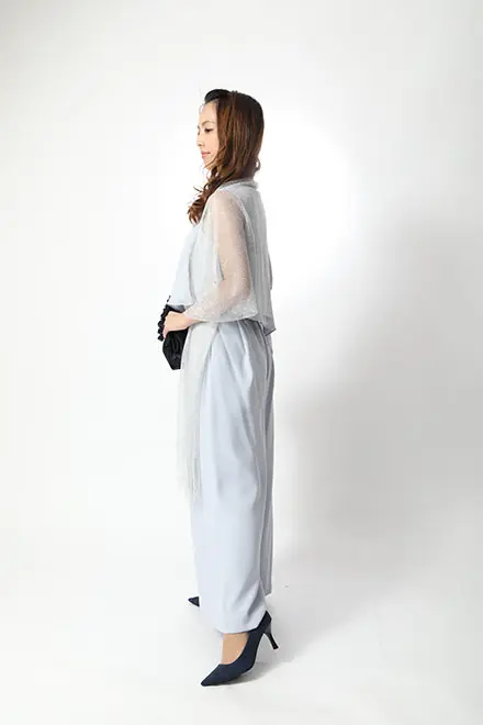 パンツドレス(9号)/お呼ばれドレス/ブルー ドレスプラス DRESS+ パンツドレス セットアップ パーティー
