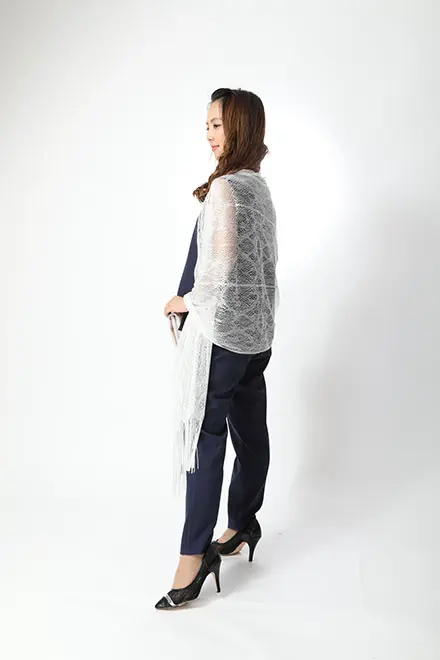 ネイビーの裾シフォントップス付きパンツドレス | je super | M