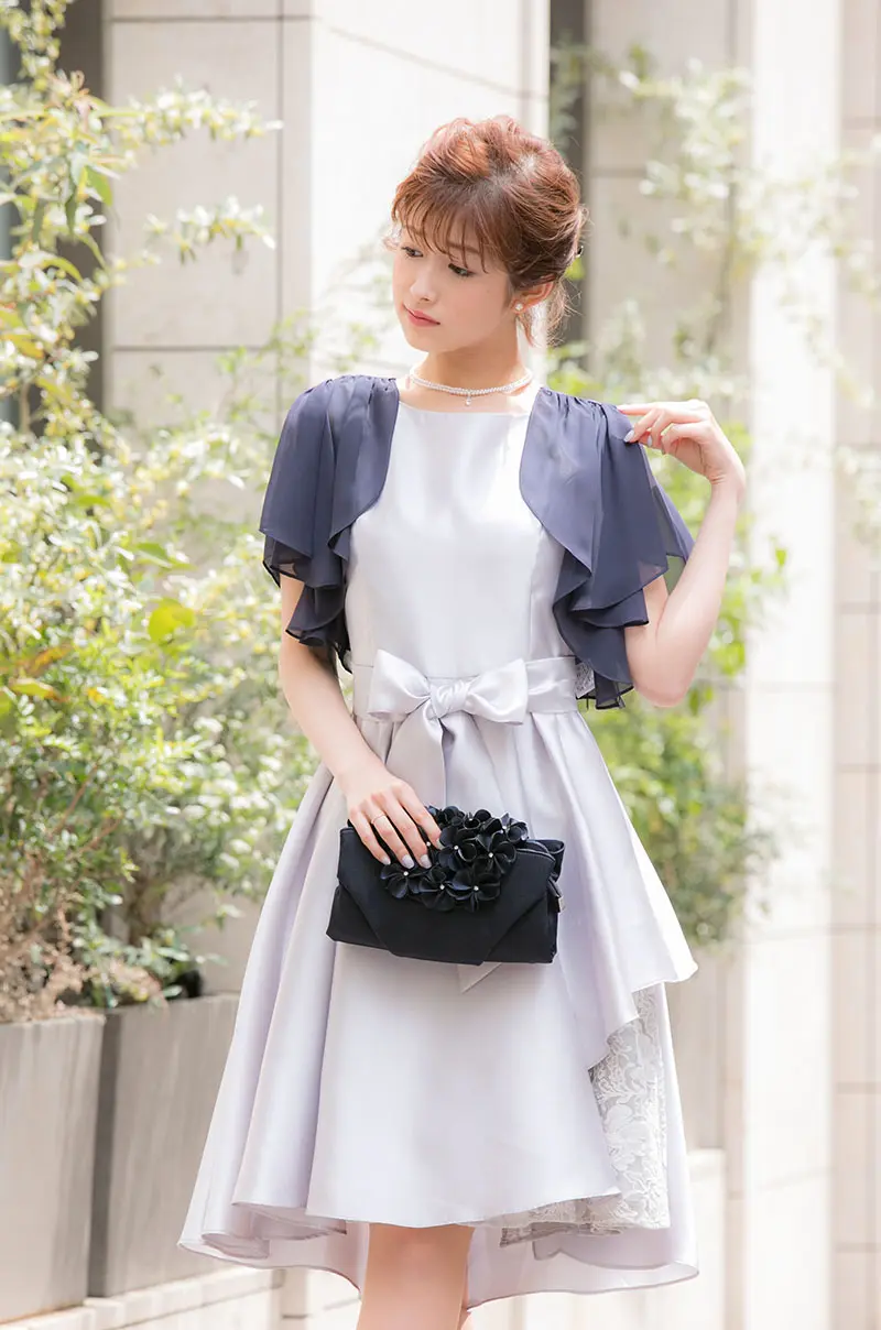 関税送料込★SALE★完売間近ラスト1個★Hobbs★jillyドレス シルバーのラップスカート風ドレス | je super | M | 結婚式
