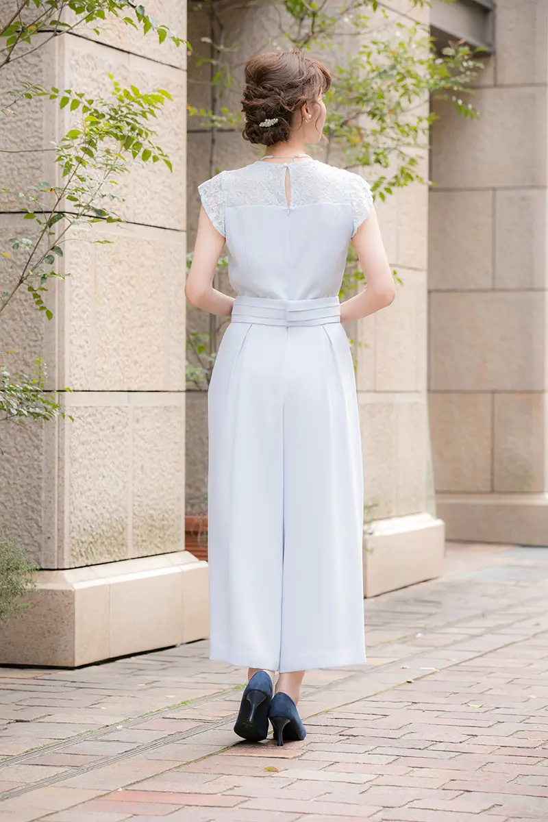 サックスブルーのベルト付きオールインワン | je super | M | 結婚式