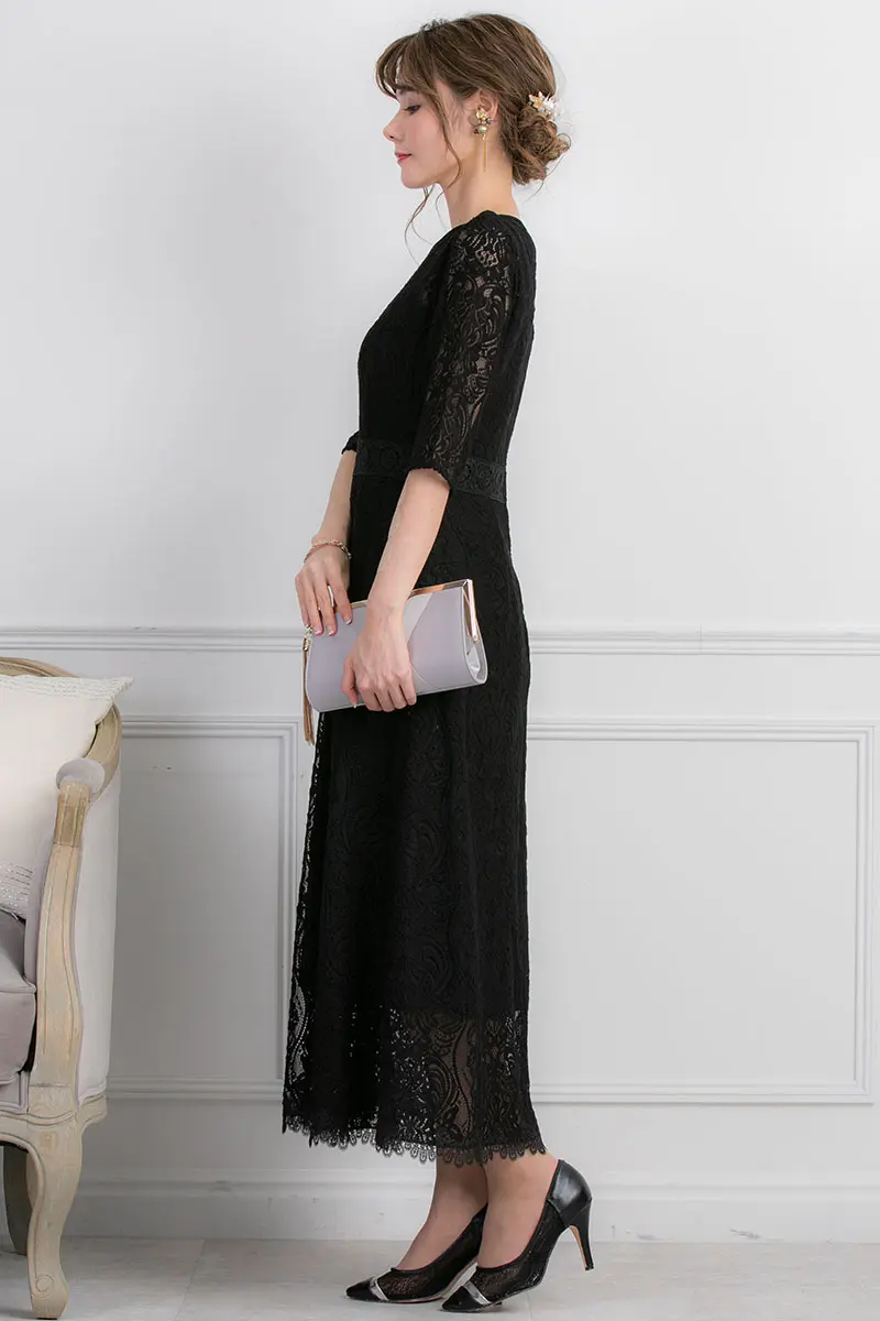 ブラックのコットンロングドレス | Iam... | M | 結婚式パーティーの 