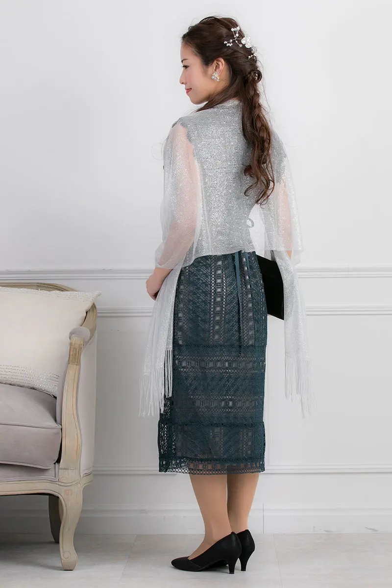 ダークグリーンのはしごレースドレス | Dorry doll | S～M | 結婚式