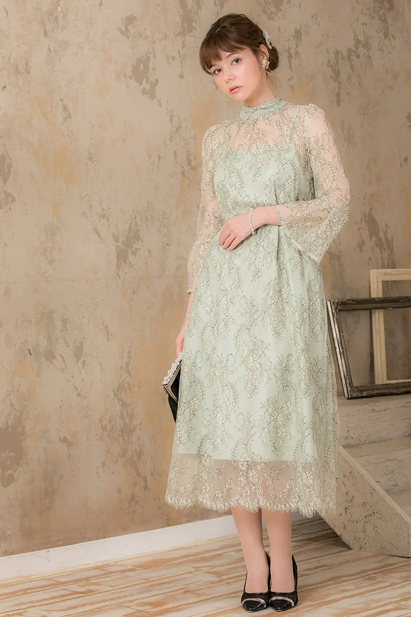 ライトグリーンのボウタイレースドレス | Placebo | L | 結婚式