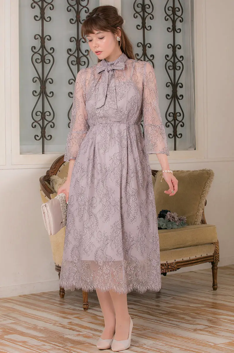 ラベンダーのボウタイレースドレス | Placebo | M | 結婚式パーティー