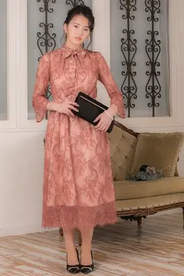 テラコッタのボウタイドレス | placebo | L | 結婚式パーティーの