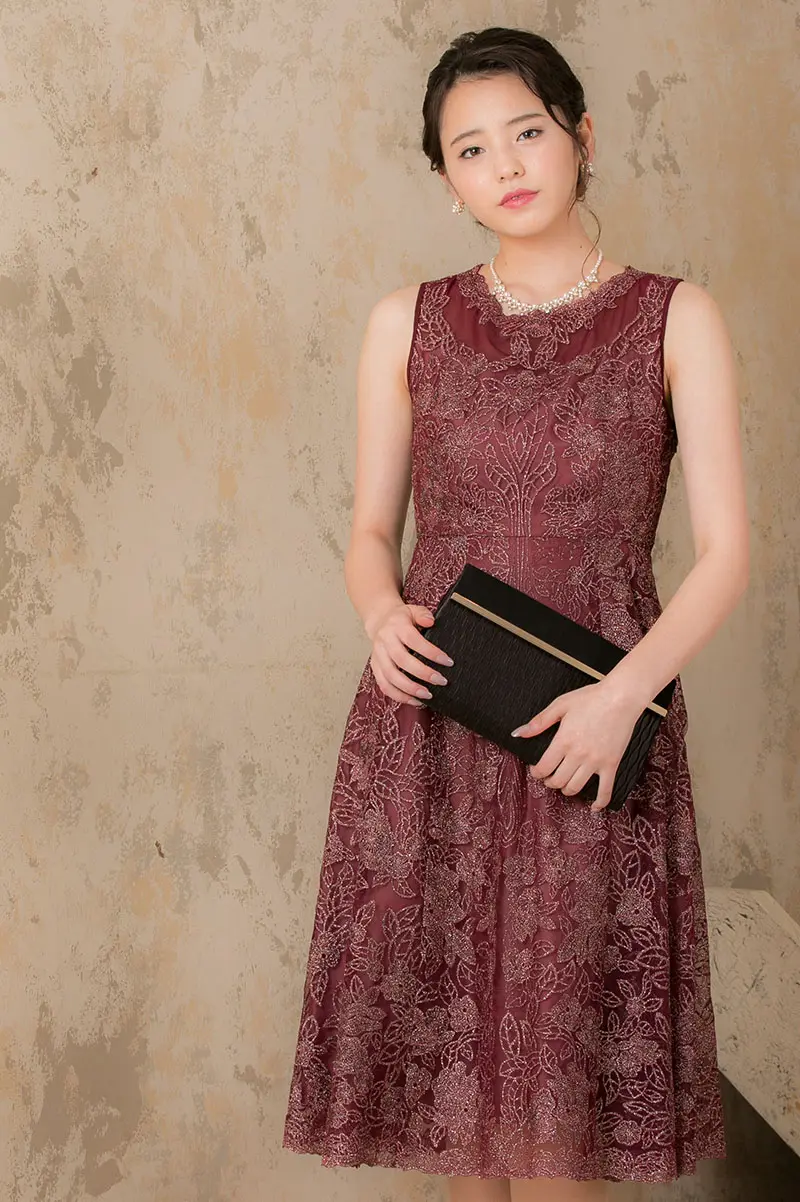 SALE✨現行 極美品✨LE’RURE 刺繍レースドレス M 結婚式 パーティー niana スパンコール刺繍レースドレス パーティードレス 結婚式 キー